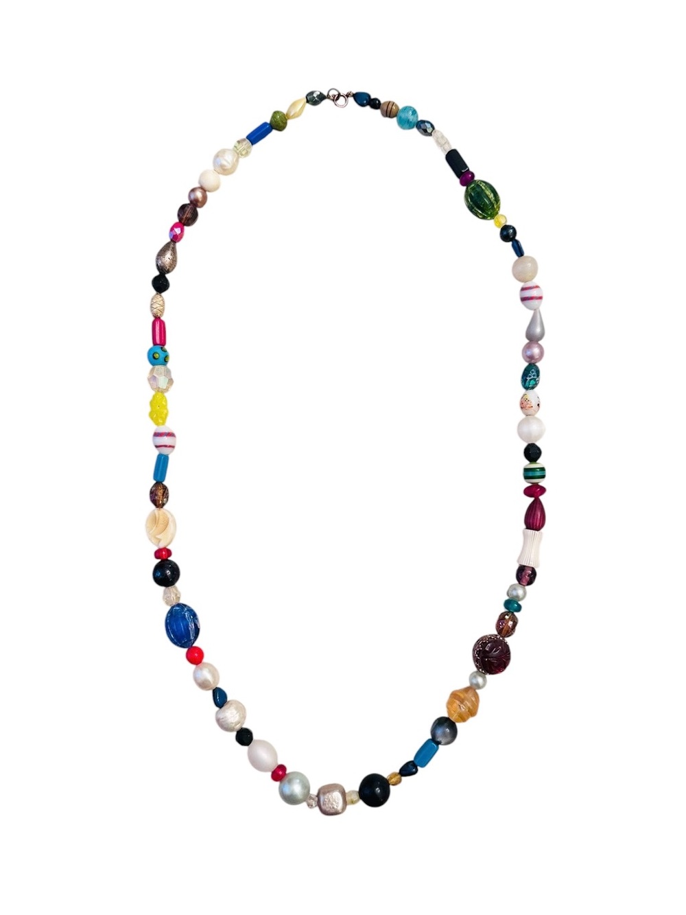 Vintage Mixed Bead Necklace 30” Multicolor
